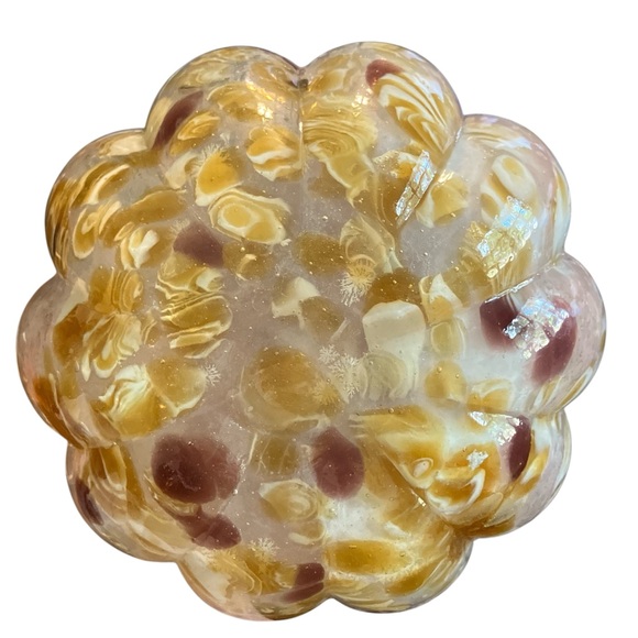 Blown Glass Pumpkin - Pink, Amber, White 7” x 5” x 7” - Picture 5 of 5